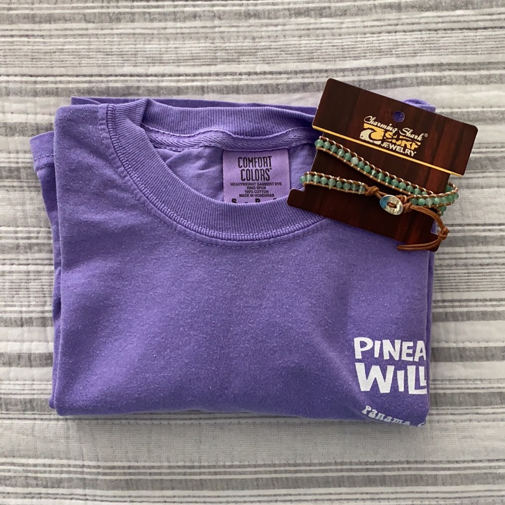 Pineapple Willy’s Violet Stacked Pineapples Tee/Bracelet
